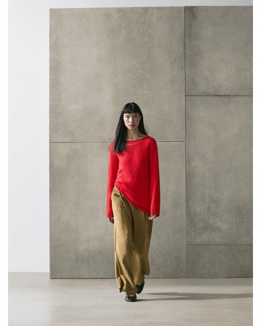 MASSIMO DUTTI Gray Asymmetric Cut Knit Sweater