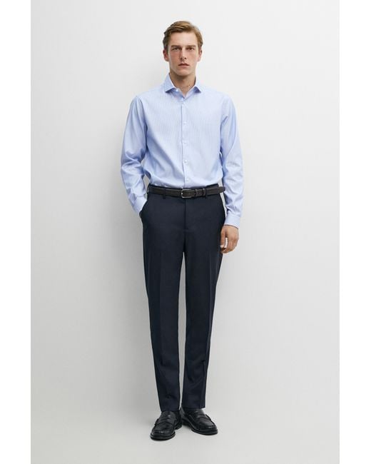 MASSIMO DUTTI Blue 100% Slim Fit Striped Shirt for men