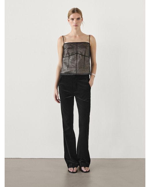 Top Doble Capa Organza MASSIMO DUTTI de color White