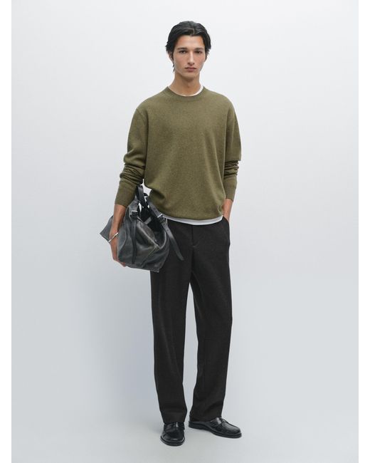 Jersey Cuello Redondo Mezcla Lana MASSIMO DUTTI de hombre de color Green