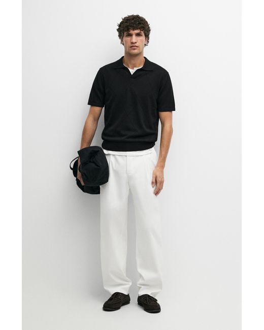 MASSIMO DUTTI Black Cotton Blend Pants for men