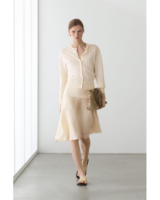 MASSIMO DUTTI Natural Linen Knit Buttoned Cardigan