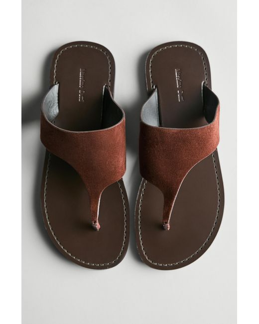 MASSIMO DUTTI Black Split Leather Toe Divider Sandals
