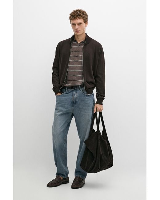 MASSIMO DUTTI Black 100% Cotton Knit Cardigan for men