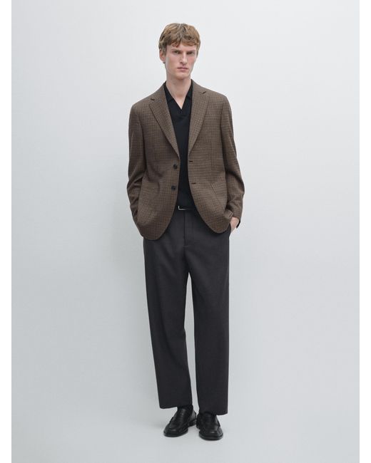 MASSIMO DUTTI Brown Wool Suit Blazer for men