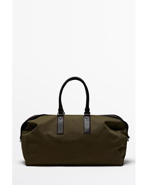 MASSIMO DUTTI Black Travel Bag With Nappa Leather Detail for men