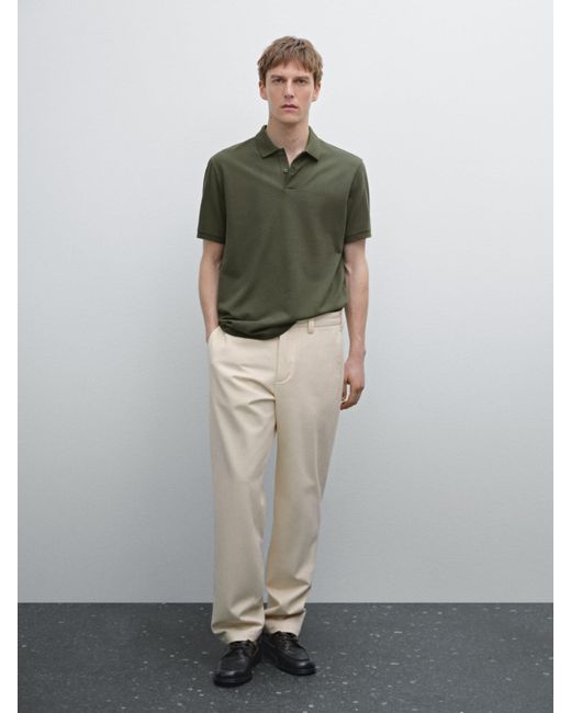 MASSIMO DUTTI Pikee-Poloshirt Aus Baumwolle Mit Mikro-Strukturmuster in Gray für Herren