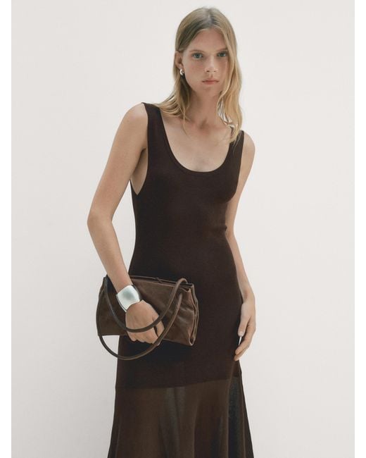 MASSIMO DUTTI Black Small Nappa Bag With Compartments