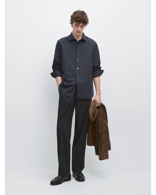 MASSIMO DUTTI Blue Technical Total Look Trousers for men
