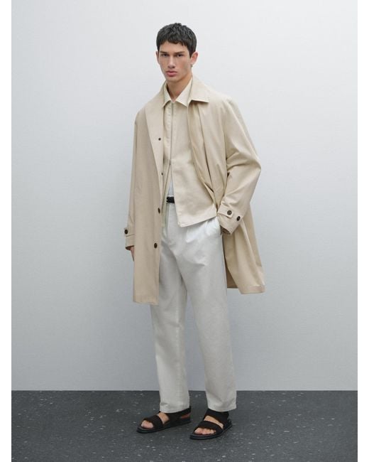 Pantalón Relaxed Fit Mezcla Algodón MASSIMO DUTTI de hombre de color White