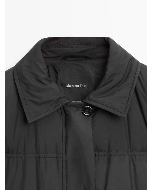 MASSIMO DUTTI Black Down Feather Puffer Bomber Jacket