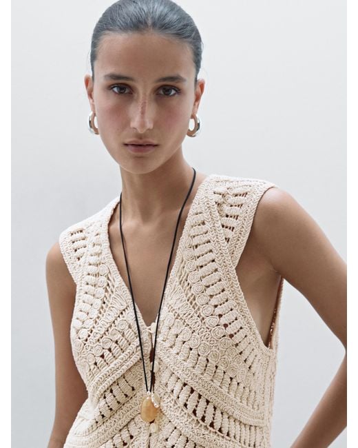 Veste Sans Manches Maille Crochet Fantaisie MASSIMO DUTTI en