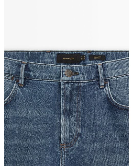 MASSIMO DUTTI Blue Regular-Fit Stonewash Jeans for men