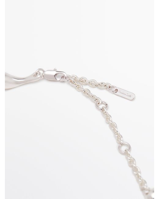 MASSIMO DUTTI White Necklace With Teardrop Pieces