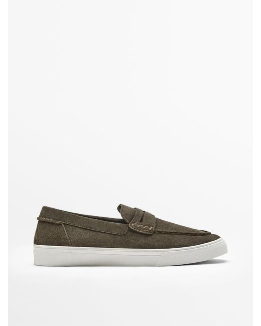 MASSIMO DUTTI Sporty Split Suede Loafers for Men - Lyst