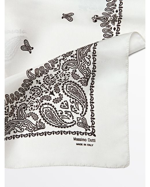 MASSIMO DUTTI Multicolor 100% Silk Paisley Print Scarf