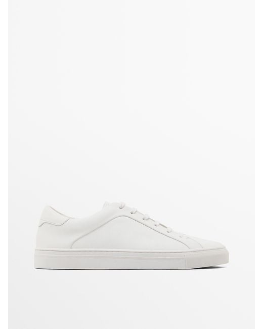 MASSIMO DUTTI White Split Suede Trainers for men