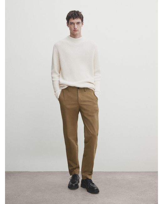 Pantalon Chino Mezcla Algodon Slim Fit MASSIMO DUTTI de hombre de color Blanco Lyst