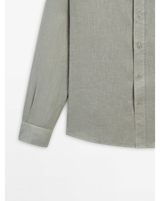MASSIMO DUTTI Gray 100% Linen Regular Fit Shirt for men