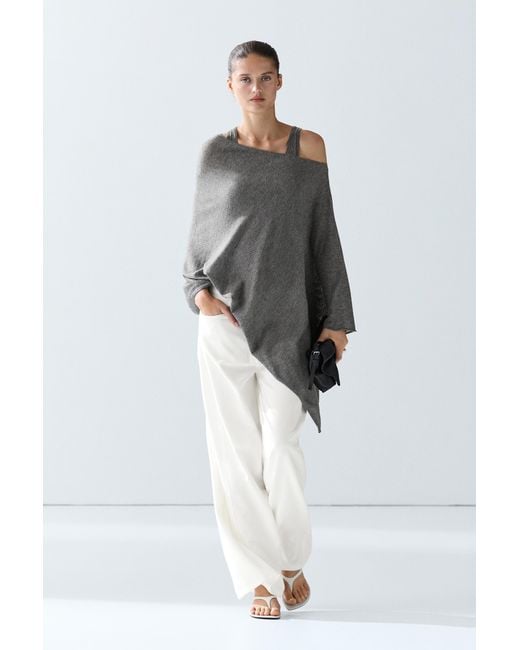 MASSIMO DUTTI Gray Fine Knit Cape