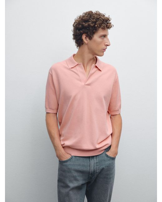 MASSIMO DUTTI Trikot-Poloshirt Mit V-Ausschnitt in Pink für Herren
