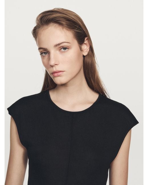 MASSIMO DUTTI Black Long Contrast Dress