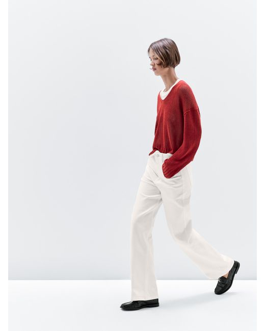 MASSIMO DUTTI White High-Waist Barrel Fit Jeans