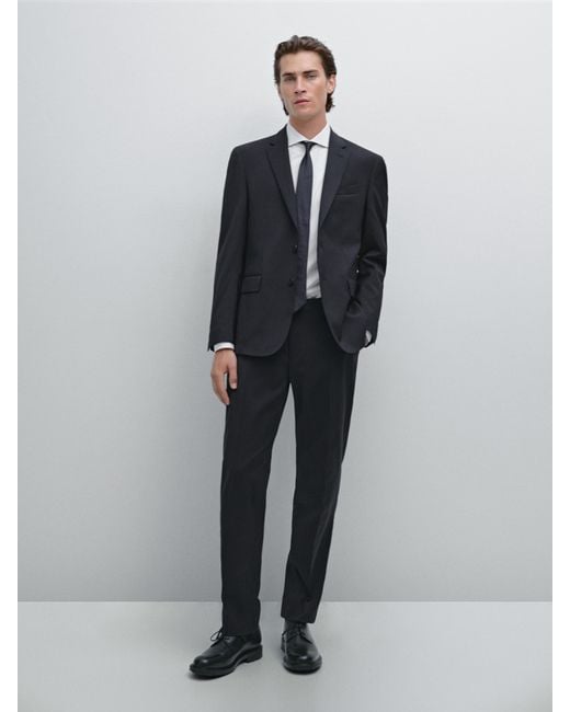 MASSIMO DUTTI Men's Gray 100% Wool Suit Blazer