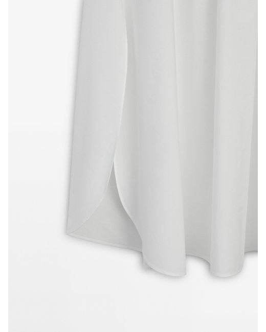 MASSIMO DUTTI White Voluminous Poplin Midi Skirt