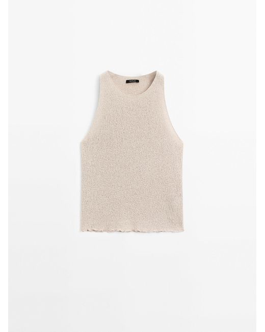 MASSIMO DUTTI Tricot Haltertop Met Structuur in het White