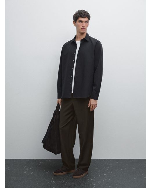 Camicia Regular Fit di MASSIMO DUTTI in Black da Uomo