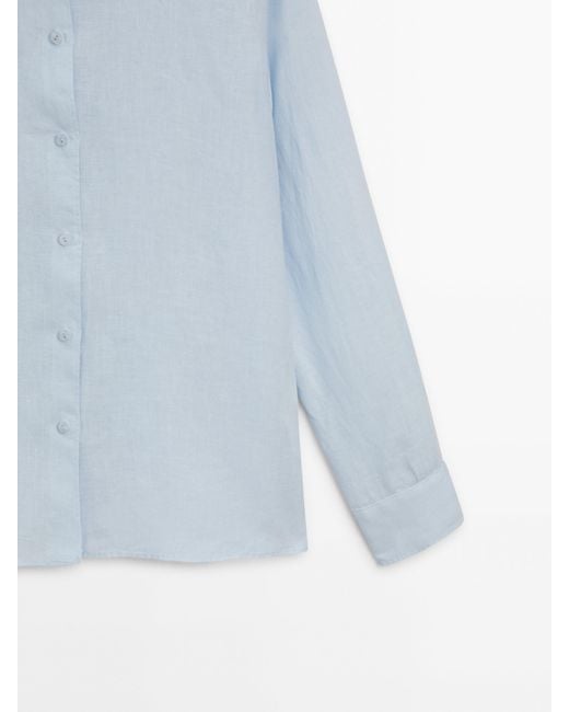 MASSIMO DUTTI Blue 100% Linen Shirt