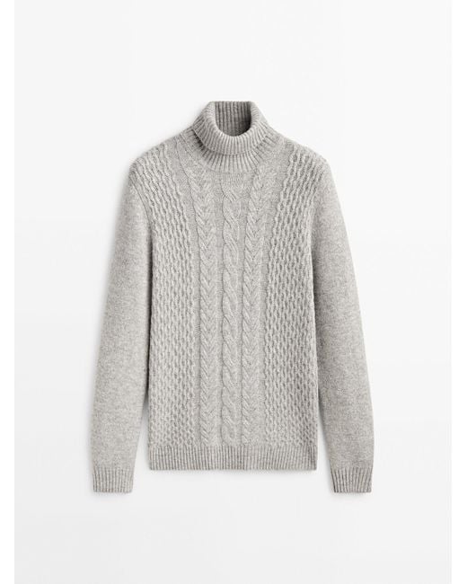 MASSIMO DUTTI High Neck Cable Knit Sweater in Gray for Men | Lyst