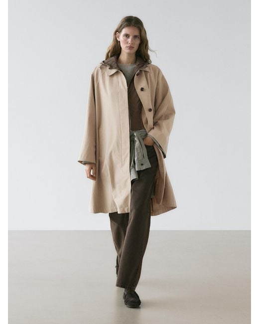 MASSIMO DUTTI Natural Trench Cape With Hood