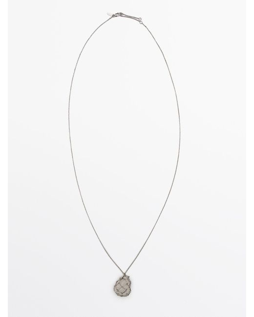 MASSIMO DUTTI White Irregular Stone Mesh Necklace