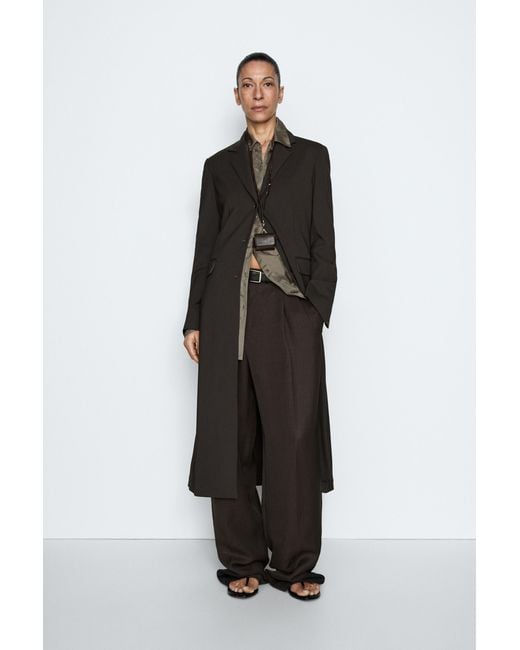 MASSIMO DUTTI Black Long Lightweight Coat
