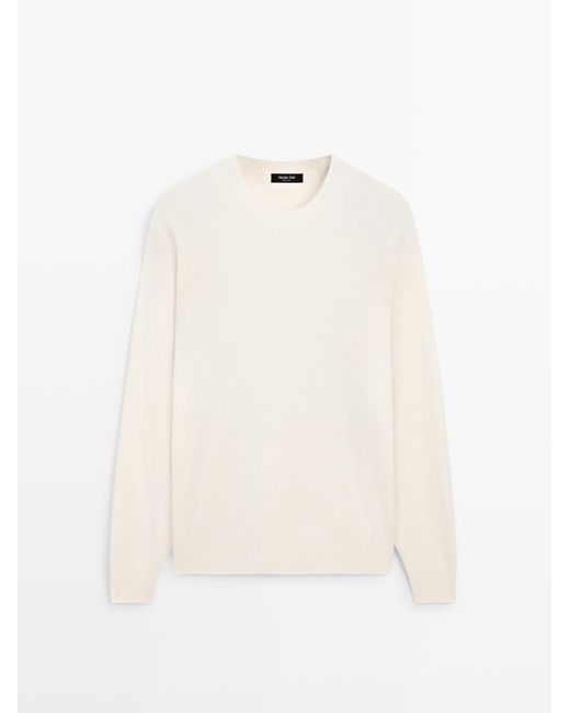 MASSIMO DUTTI Tricot Trui Van Wolmix Met Ronde Hals in het White voor heren