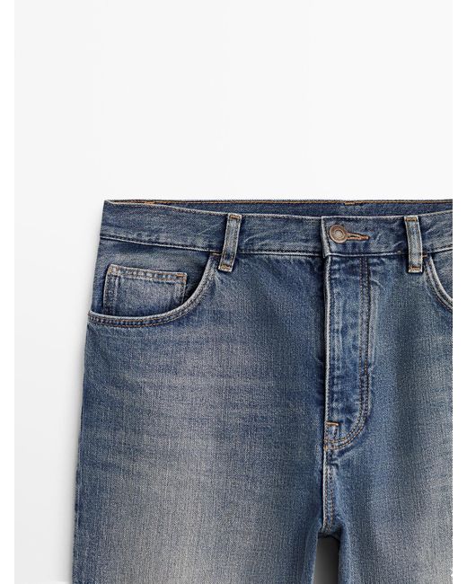 MASSIMO DUTTI Denim High-waist Vintage-wash Jeans in Blue - Lyst