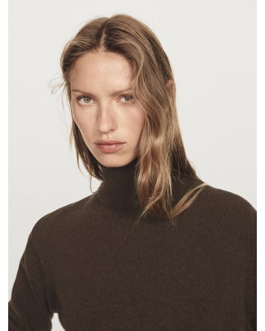 Pull À Col Roulé En Maille 100 Cachemire MASSIMO DUTTI en coloris Brown