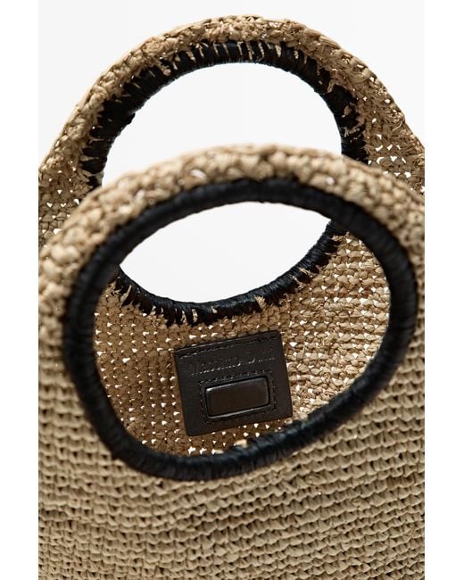 MASSIMO DUTTI Black 100% Raffia Mini Crescent Bag