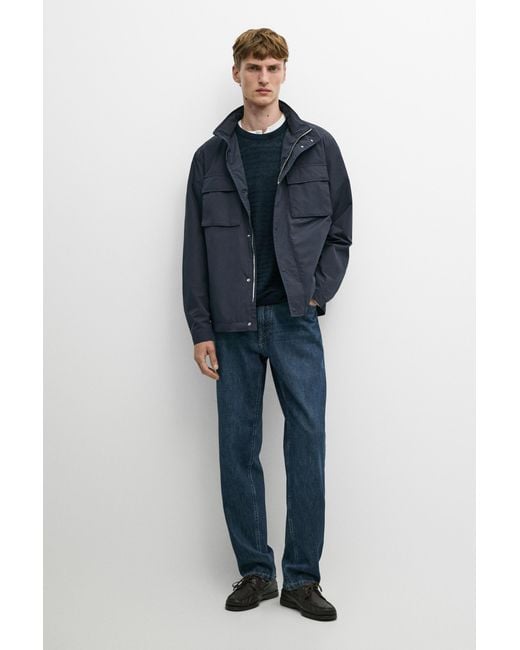 MASSIMO DUTTI Blue Technical Fabric Jacket With Pocket Details for men