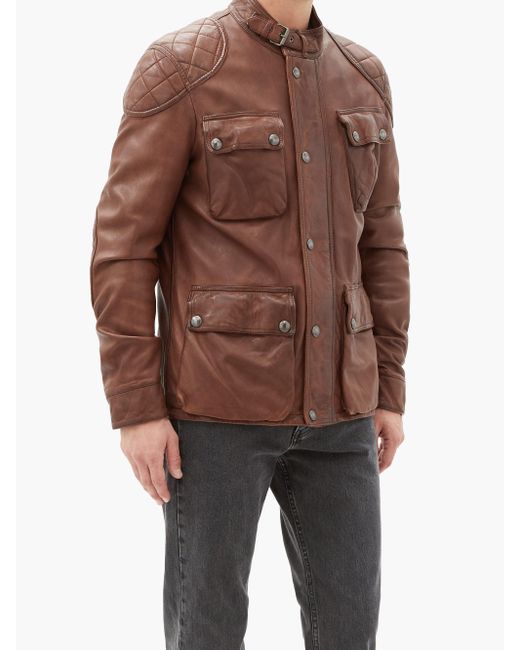 Belstaff Fieldbrook 2.0 Quilted Leather Jacket in Brown for Men | Lyst