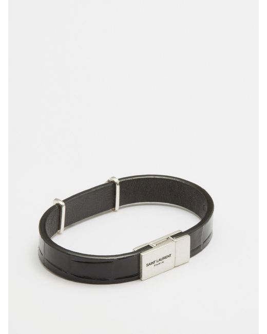 SAINT LAURENT Opyum leather and silver-tone bracelet | NET-A-PORTER