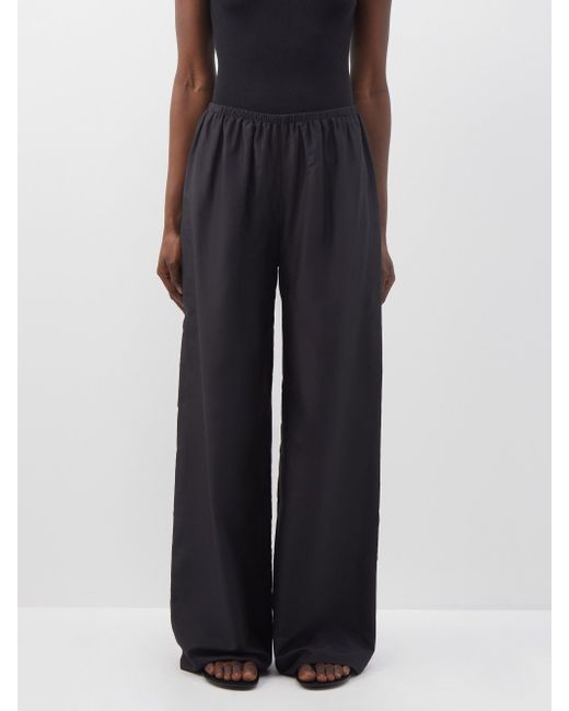 The Row Andres Cotton-blend Wide-leg Trousers in Black | Lyst