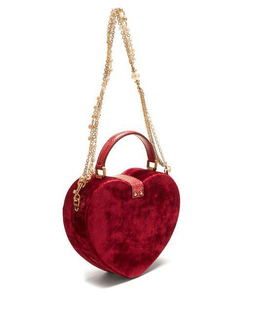 Dolce & Gabbana Crystal-embellished Heart-shaped Bag in Red | Lyst UK