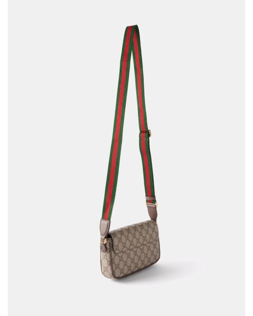 Gucci Gray Ophidia Leather-trimmed Printed Coated-canvas Shoulder Bag