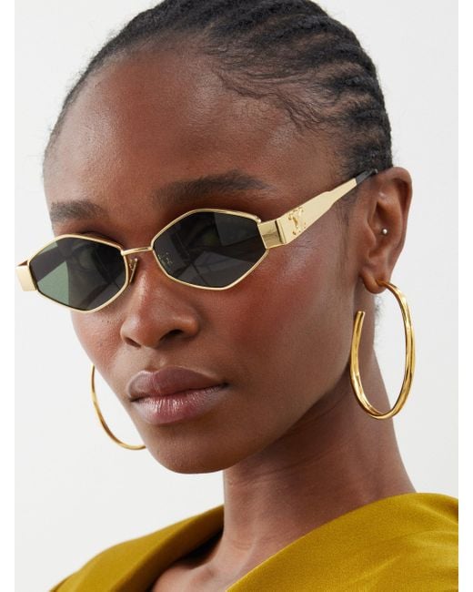Celine Hexagonal Metal Sunglasses in Green Lyst