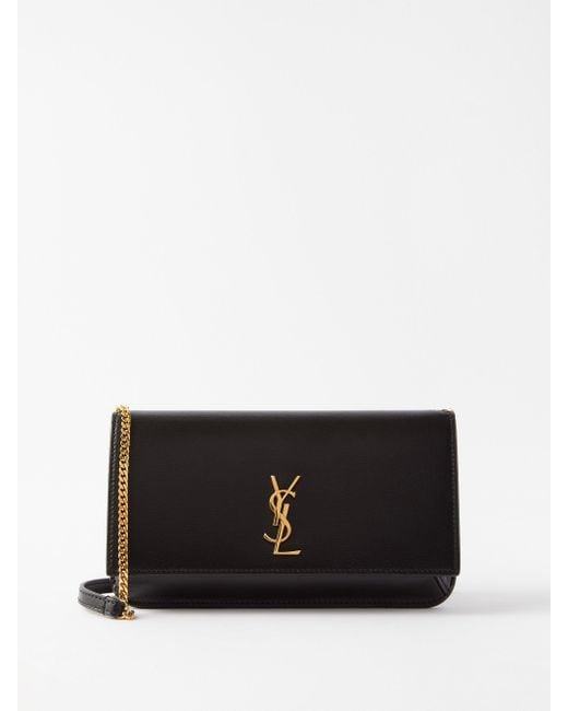Saint Laurent Leather Crossbody Phone Holder in Black Lyst UK
