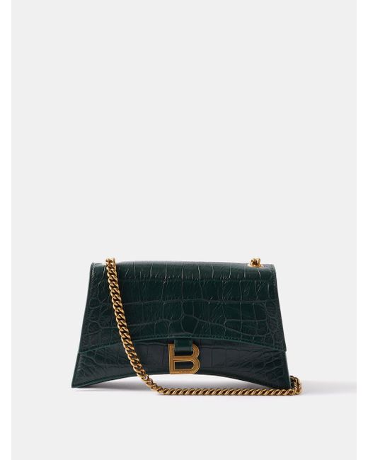 Balenciaga Crush Xs Crocodileeffect Leather Crossbody Bag in Green Lyst