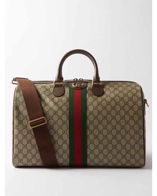 Gucci Savoy Gg-supreme Canvas And Leather Duffel Bag in Brown | Lyst UK